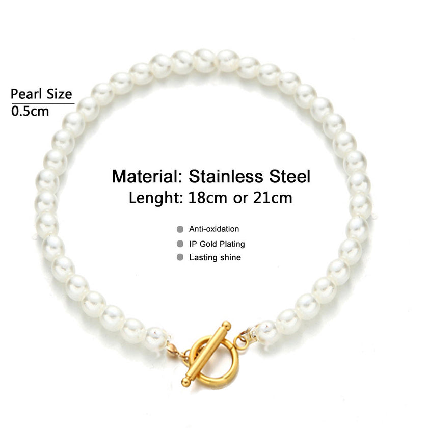Pearl Chain Bracelet And Necklace Set