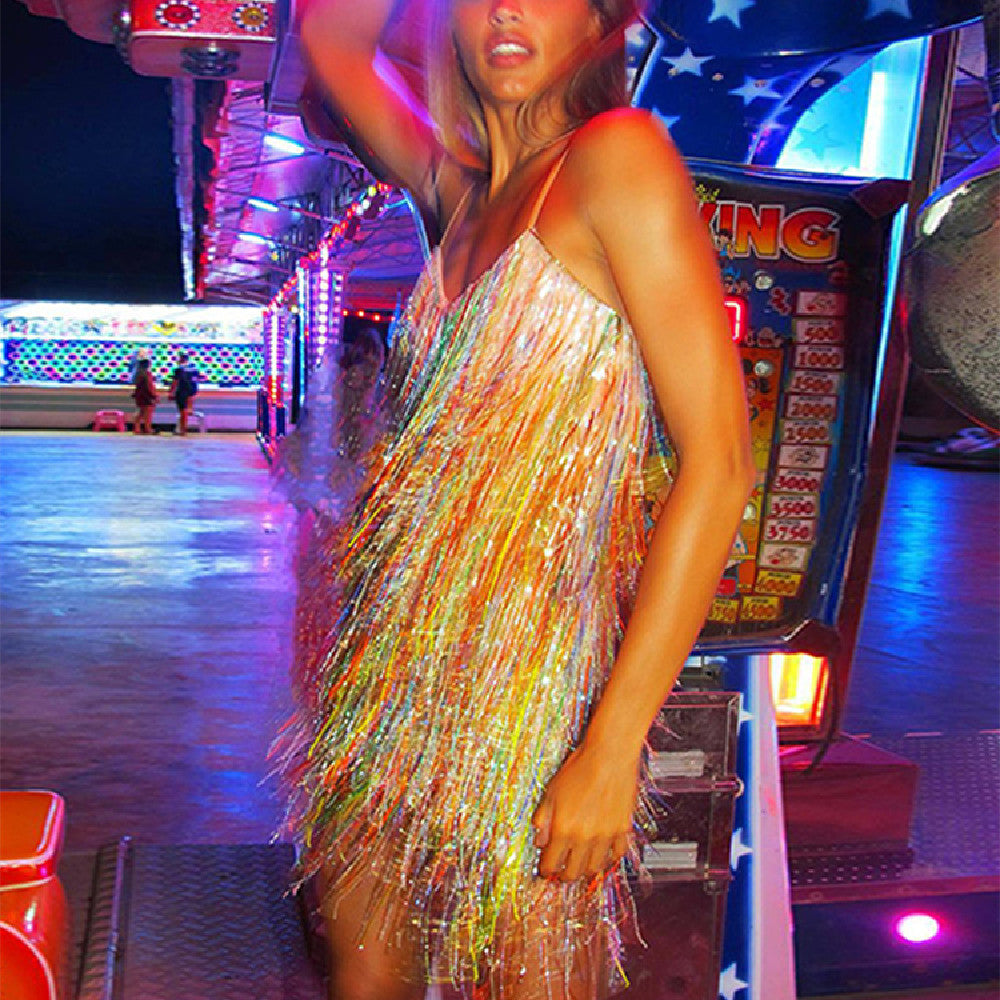 Women's Fashion Tassel Short Dress