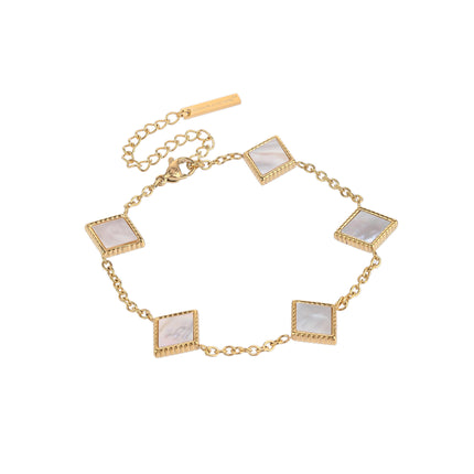 Square Natural White Shell Pendant Collarbone Necklace Bracelet
