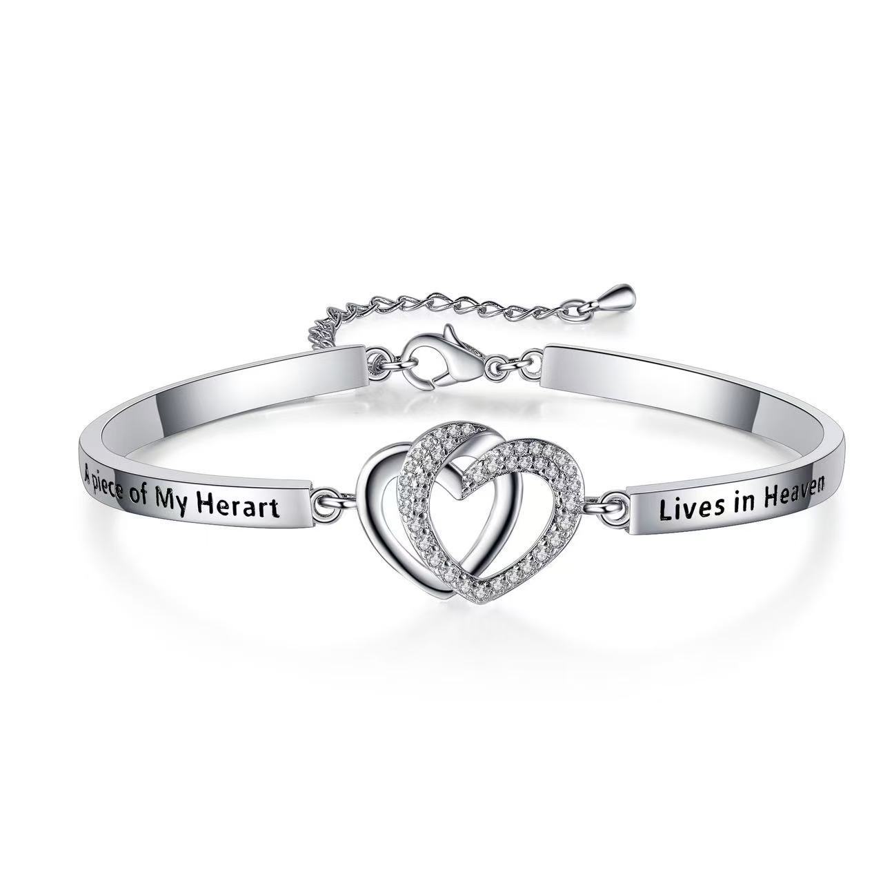 Micro-inlaid Heart-to-heart Print Bracelet Wrist Ring Women