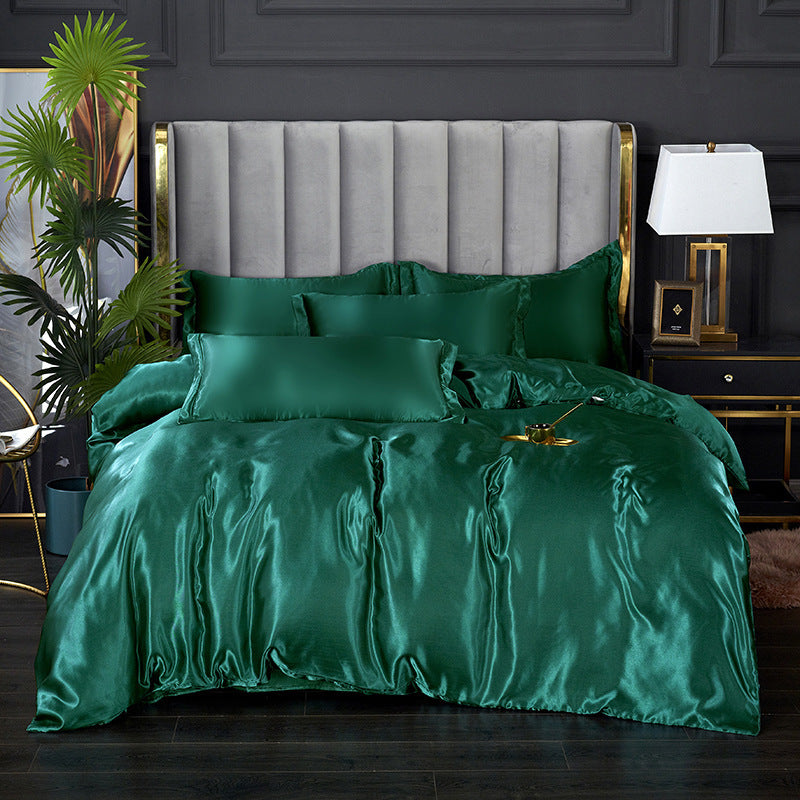 Pure Color Washed Ice Silk Quilt Cover Bedding