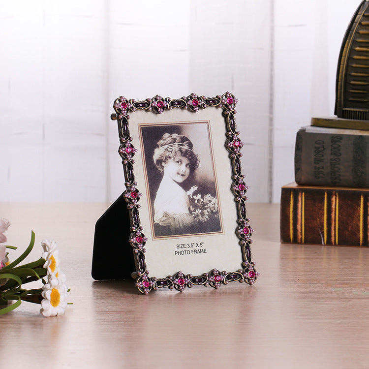 Creative Enamel Colored Metal Photo Frame With Flower And Bird Photo Frame