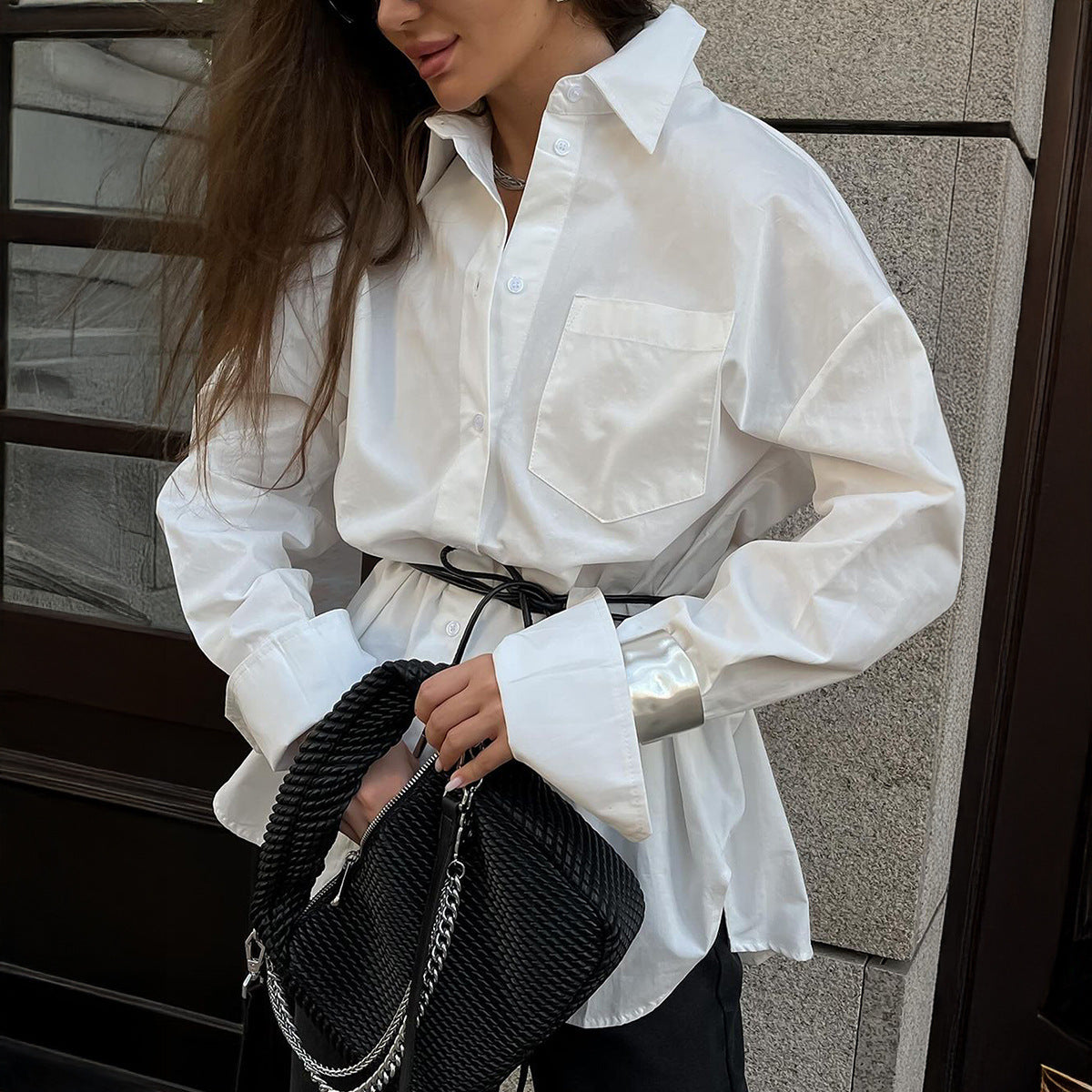 Commuter Cardigan White Shirt Top Women