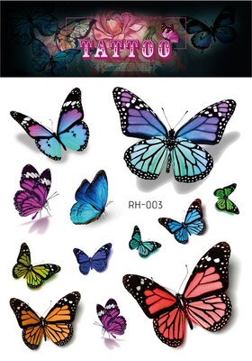 Waterproof Glitter Butterfly Tattoo Stick Gradient Tattoo