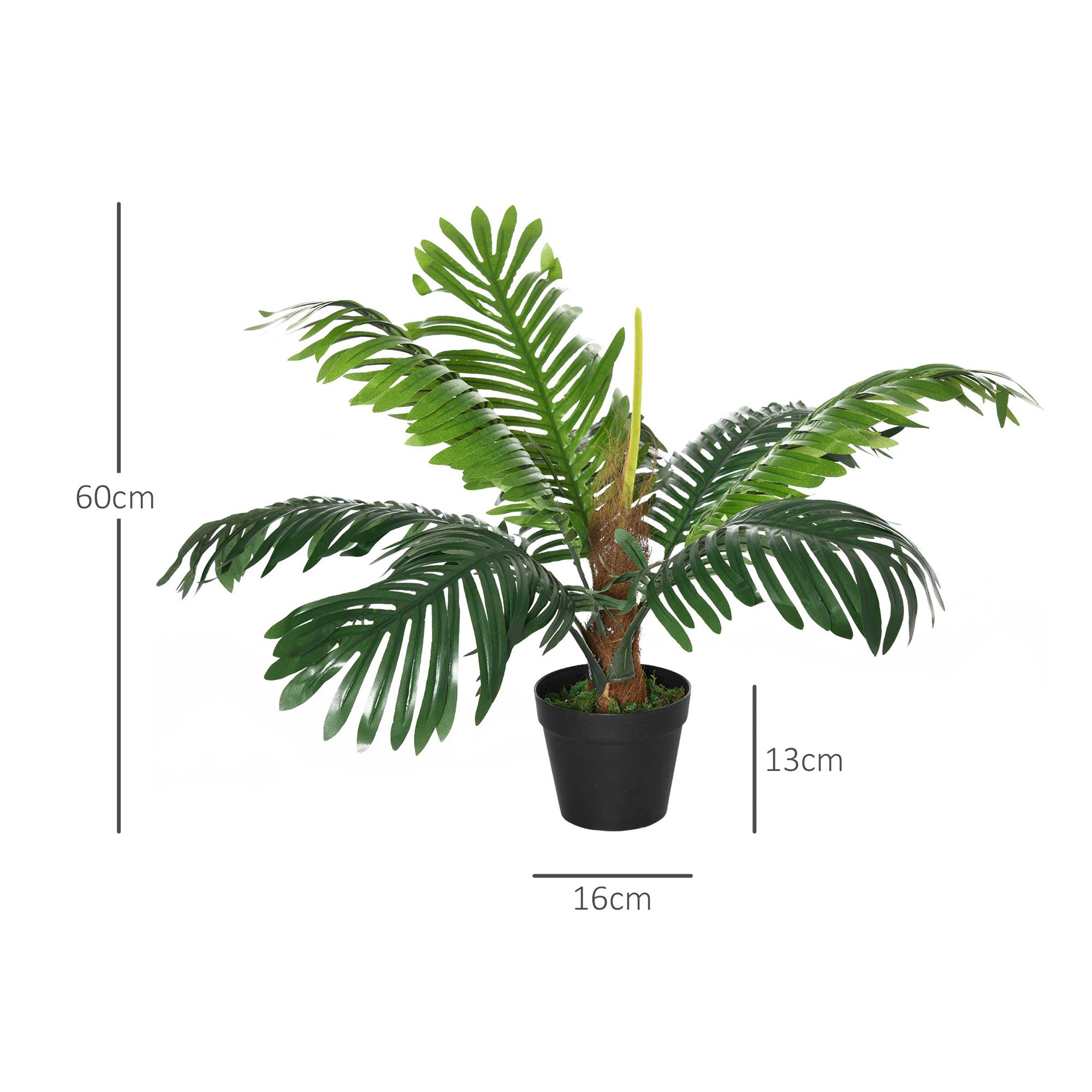2 Pack 60cm Artificial Palm Tree Decorative Plant With Nursery Pot, Fake Tropical Tree For Indoor Outdoor Decor