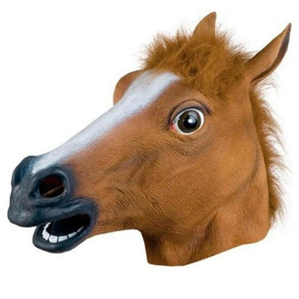 Man with funny headgear party face mask makeup