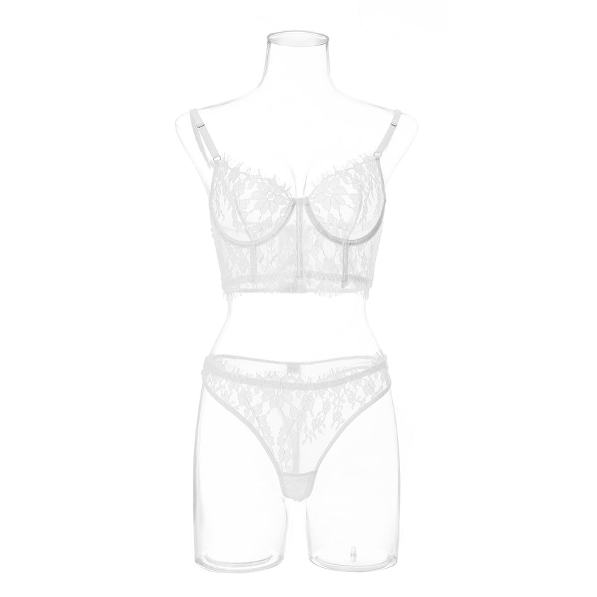 Eyelash Little Flower Lace Underwear Bra Set