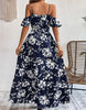 Flower Print Split Suspender Dress With Lace-up Design Summer Fashion Long Dresses Beach Clothing For Women