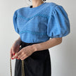 Retro Puff Sleeve Shirt Women Short Sleeve Niche Shoulder Top