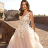 wedding party Lace Dress Sleeveless Deep V-neck Wedding Dress Embroidery
