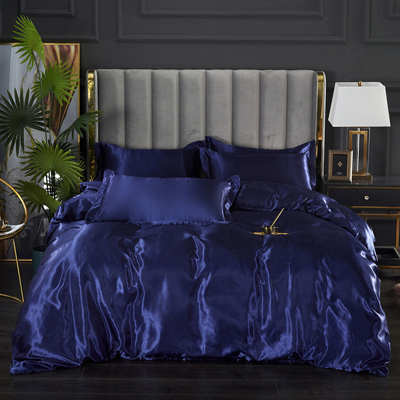 Pure Color Washed Ice Silk Quilt Cover Bedding