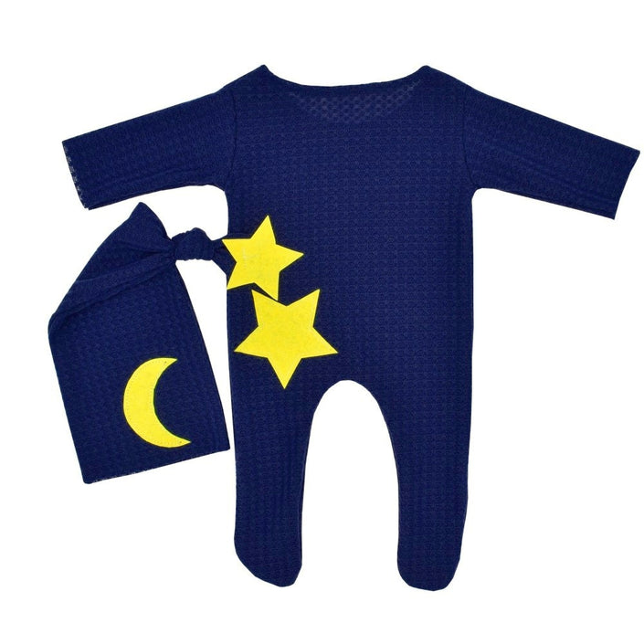 Newborn Photography Stars And Moon Decoration Knitted Jumpsuit
