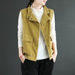 Double-layer Corduroy Cardigan Vest Women's Coat Waistcoat Lapel Top Retro
