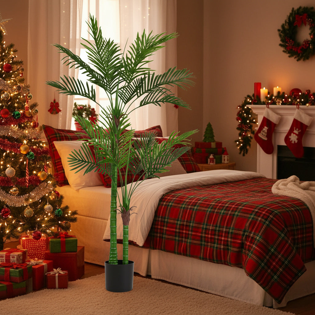 6FT Artificial Tree Natural Green Leaves Indoor Potted Plant Faux Tree For Home Office Festival Decor