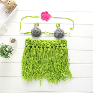 New European And American Children's Photography Clothing Newborn Sweater Suit Wool Knitting Baby Costume For Taking Photo Grass Skirt