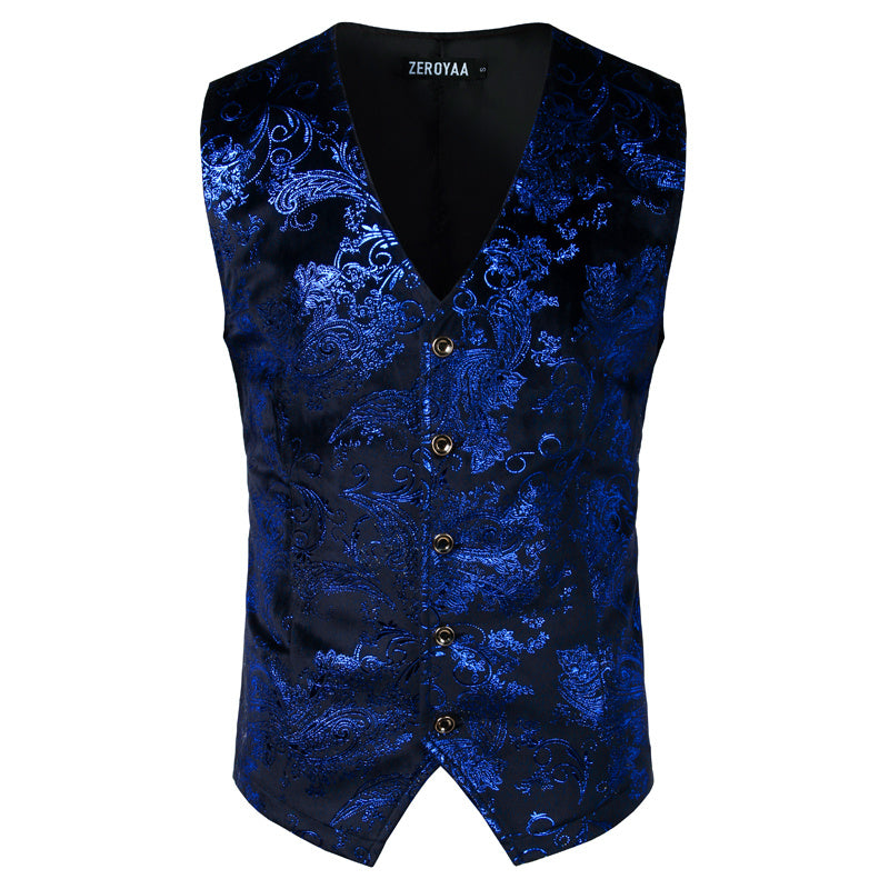 Gold Steampunk Vest Men Suit Gilet Homme Wedding Sleeveless