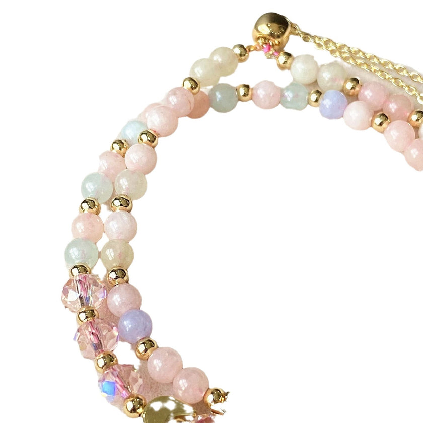 Multi Layer Bracelet With Morganite Chalcedony Matching