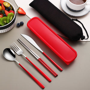 Kitchen Accessories Camping Travel Sets Gold Knife Fork Spoon Portable Cutlery Sets with case
