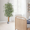 6FT Artificial Ficus Tree Tall Faux Plant With Black Pot For Indoor Decor