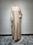 Middle East Muslim Fashion Bright Silk Satin Robe Women's Clothing