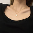 Stainless Steel White Shell Moon Necklace Gold-plated Round