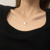 Stainless Steel White Shell Moon Necklace Gold-plated Round