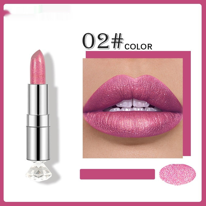 Pearlescent Color Thin And Glittering Lipstick Moisturizing