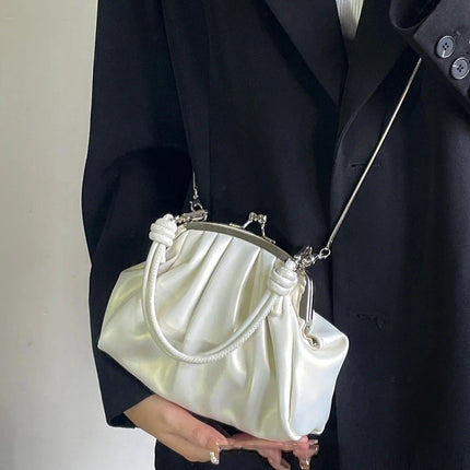 Casual Fashion Cloud Portable Cute Pleated Clip Bag