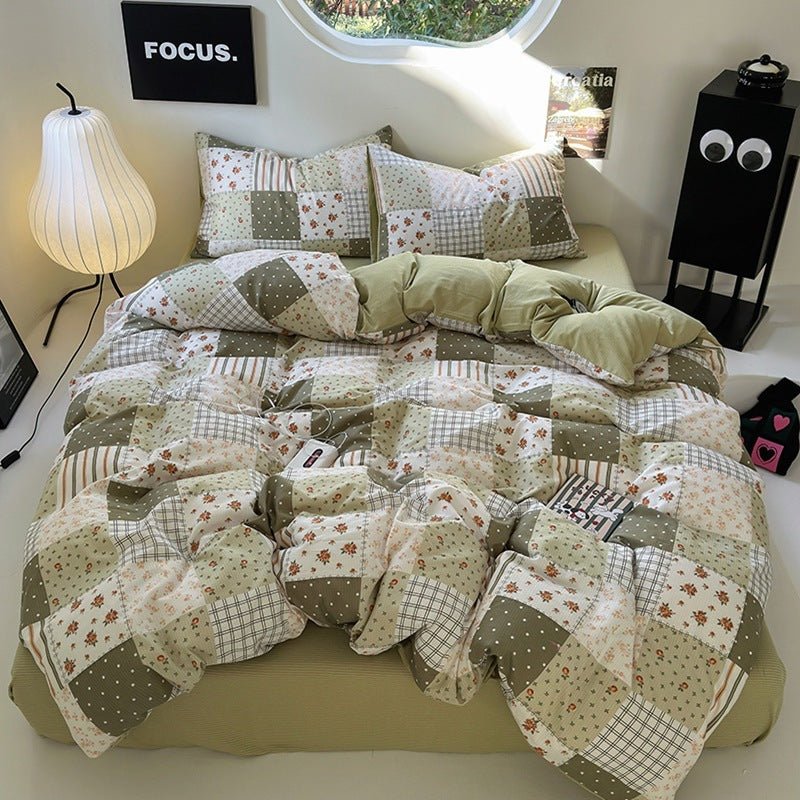 Washed Cotton Printed Four-piece Bedding Set