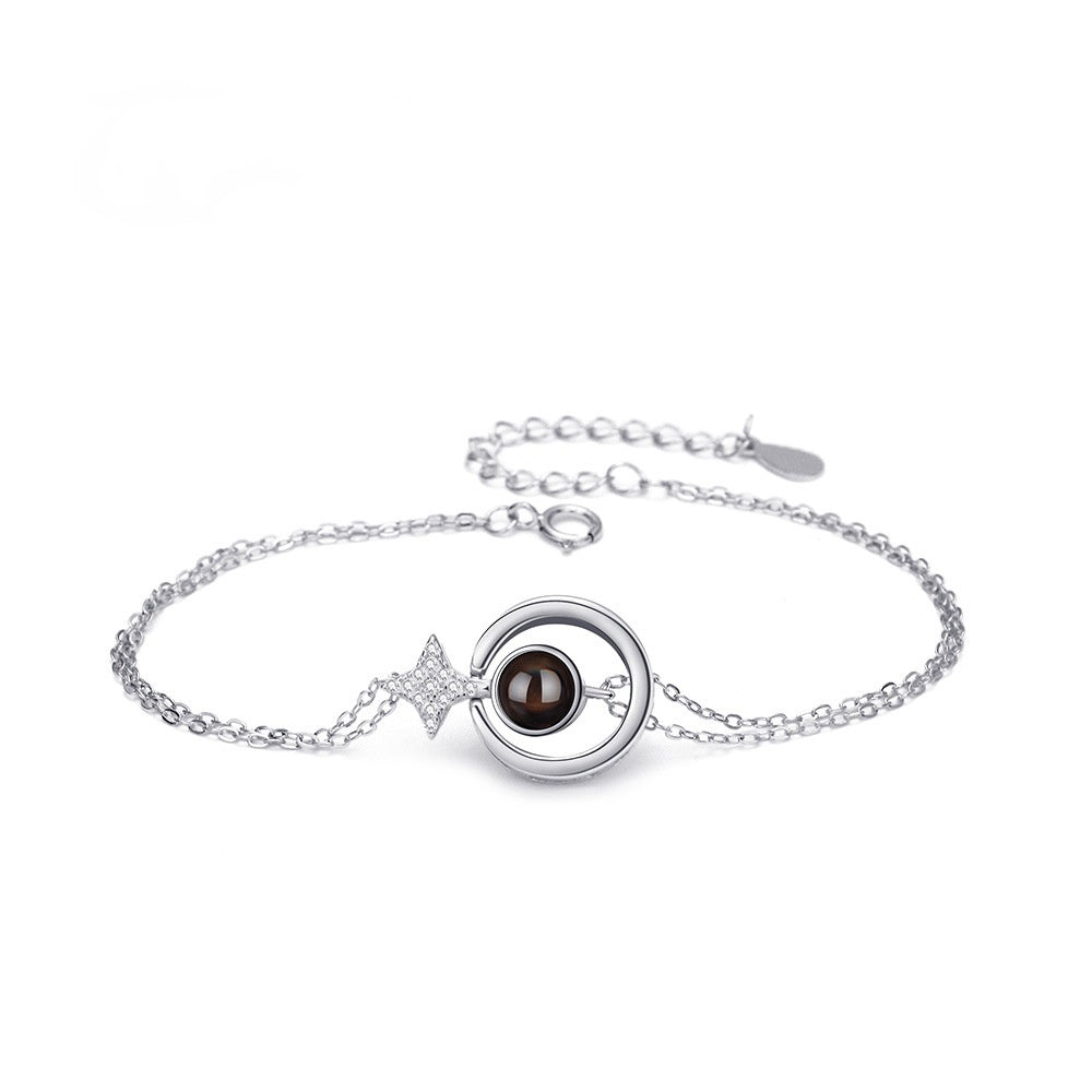 S925 Round Star Studded Diamond Women's Bracelet