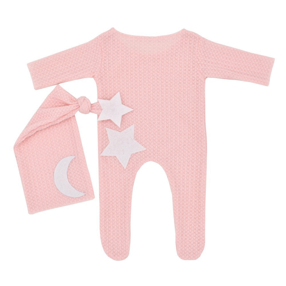 Newborn Photography Stars And Moon Decoration Knitted Jumpsuit