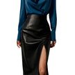 Leisure Split High Waist Leather Skirt