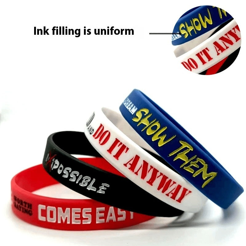 Male And Female Teenagers Concave Color Filled Silicone Bracelet