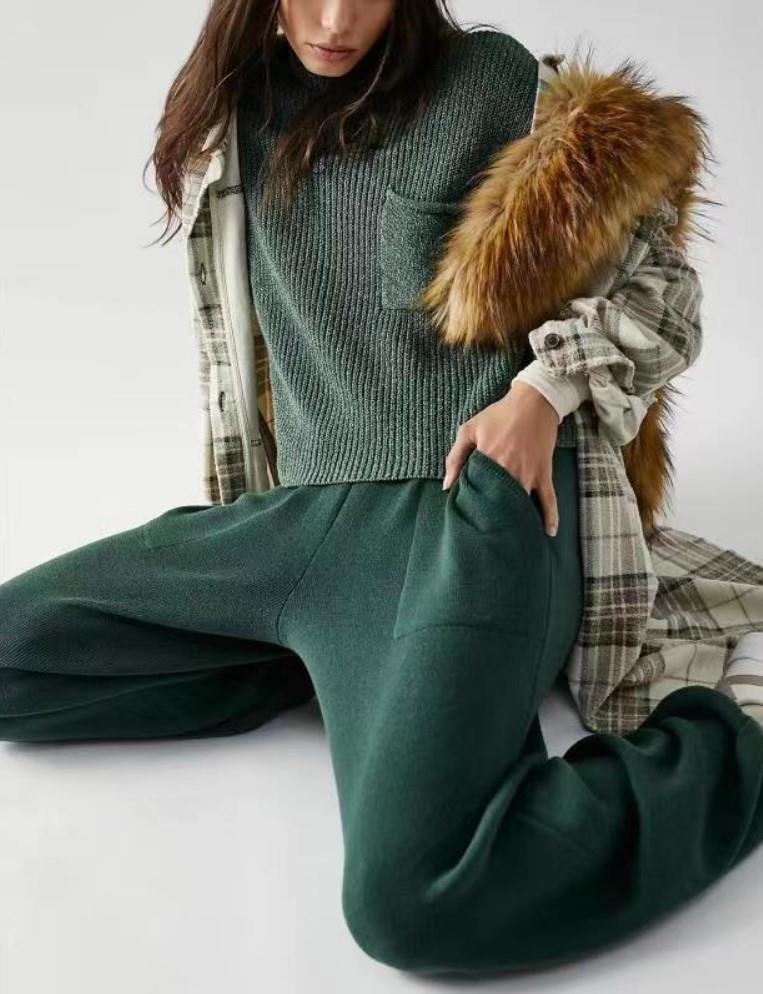 Women's Casual Two Piece Outfits With Pockets Sleeveless Top And Loose Pants Fashion Tracksuit Lounge Sets