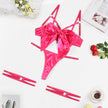 Summer Women's Clothing Bow Suspenders Underwear Three-piece Set