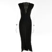 Pleated V-neck Autumn Women's Hot Girl Waist-slimming Long Dress