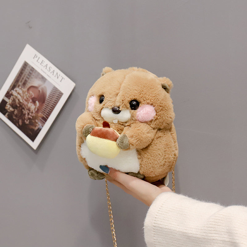 Plush Cute Bag For Women Cartoon Hamster Doll One Shoulder Bag For Students