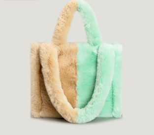 Plush Bag Female Europe And America Simple Contrast Color Candy Tote Bag