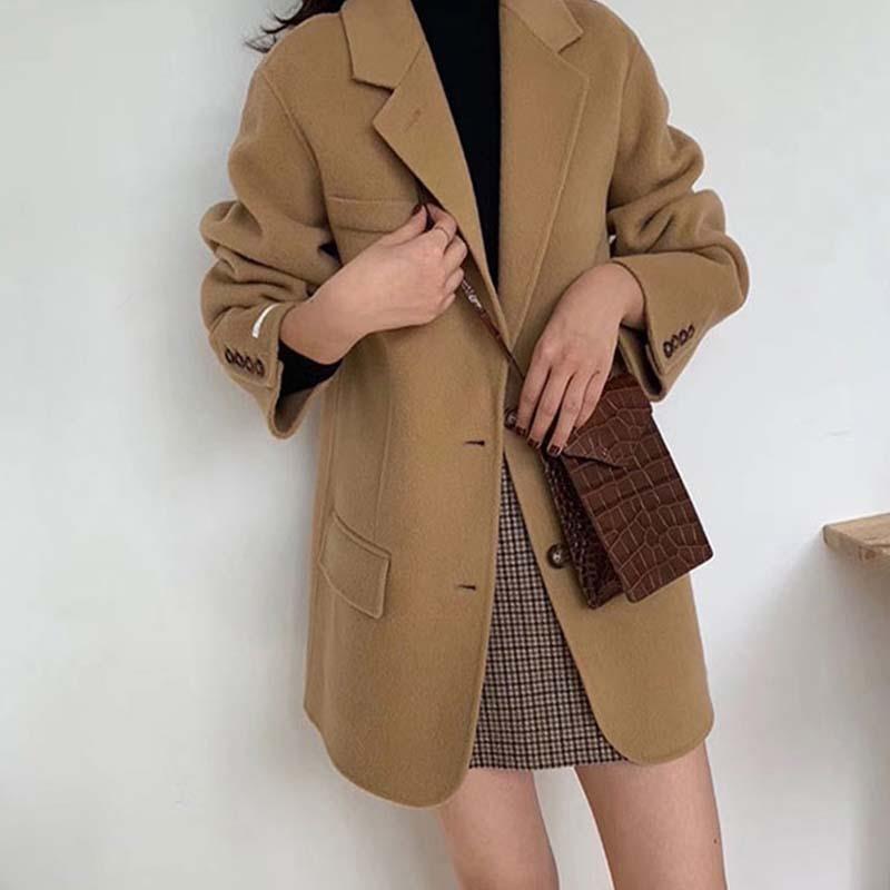 Double-sided Cashmere Women's Short Retro Woolen Coat