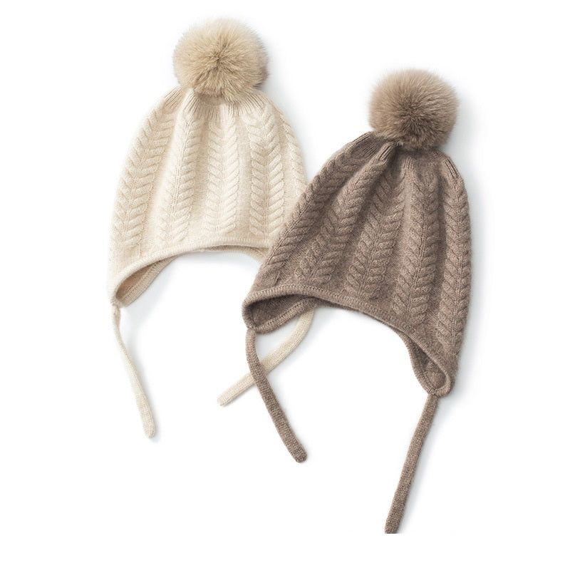 New Cashmere Ear Protection Twisted Thickened Solid Color Wool Knitted Hat