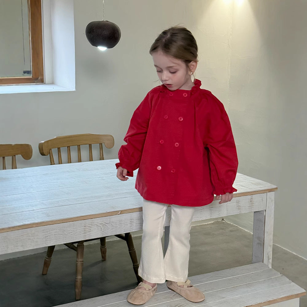 Girls' Double Breasted Trench Coat Spring And Summer New