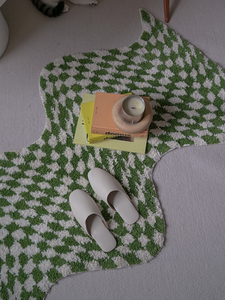 Checkerboard Tufted Shaped Anti-Slip Carpet