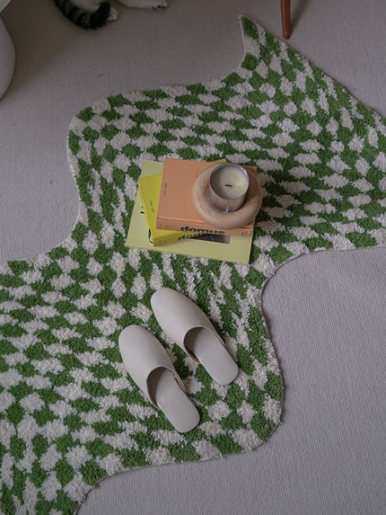 Checkerboard Tufted Shaped Anti-Slip Carpet