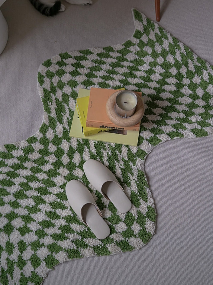 Checkerboard Tufted Shaped Anti-Slip Carpet