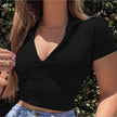 Women's Invisible Zipper Short-sleeved Slim Sexy T-shirt Top Women