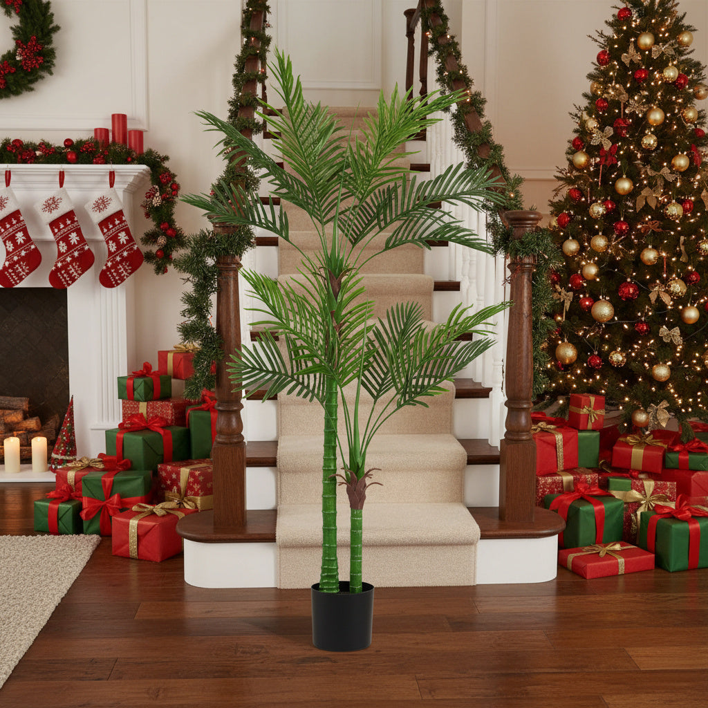 6FT Artificial Tree Natural Green Leaves Indoor Potted Plant Faux Tree For Home Office Festival Decor