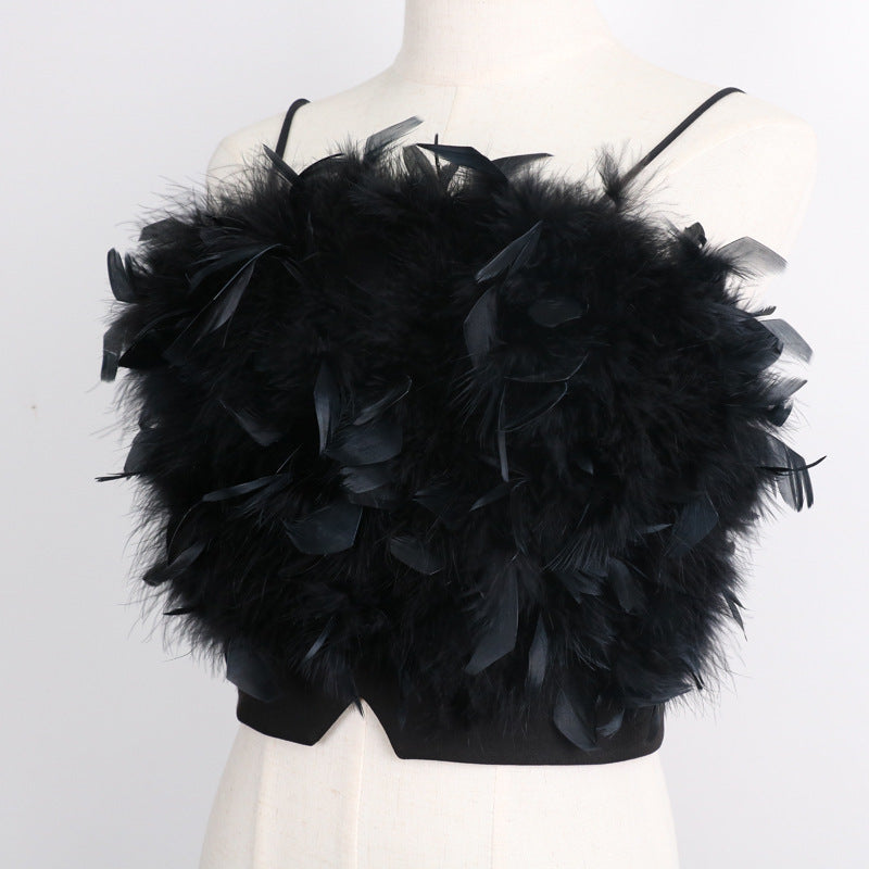 Womens Summer Petal Feather Camisole Wrapped Chest