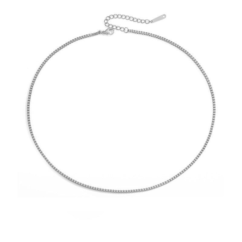 Box Chain Bare Gold Plated Necklace Stainless Steel