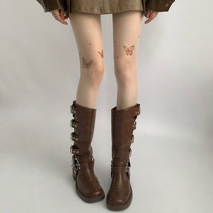 Lolita Tattoo Y2g Tattoo Print Butterfly Stockings