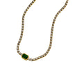 Tennis Zircon Light Luxury Emerald Stainless Steel Plated 18K Gold Necklace